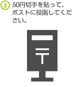 50円切ってを貼って、ポストに投函してください。