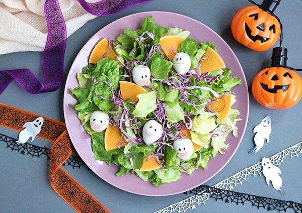 うずら卵おばけのハロウィンサラダ
